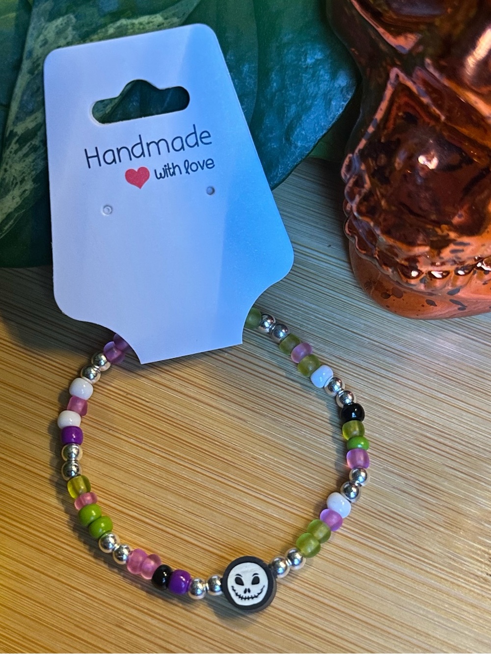 💀Jack Skellington Stretchy Beaded Bracelet | Handmade | Clay Character Charm 💀